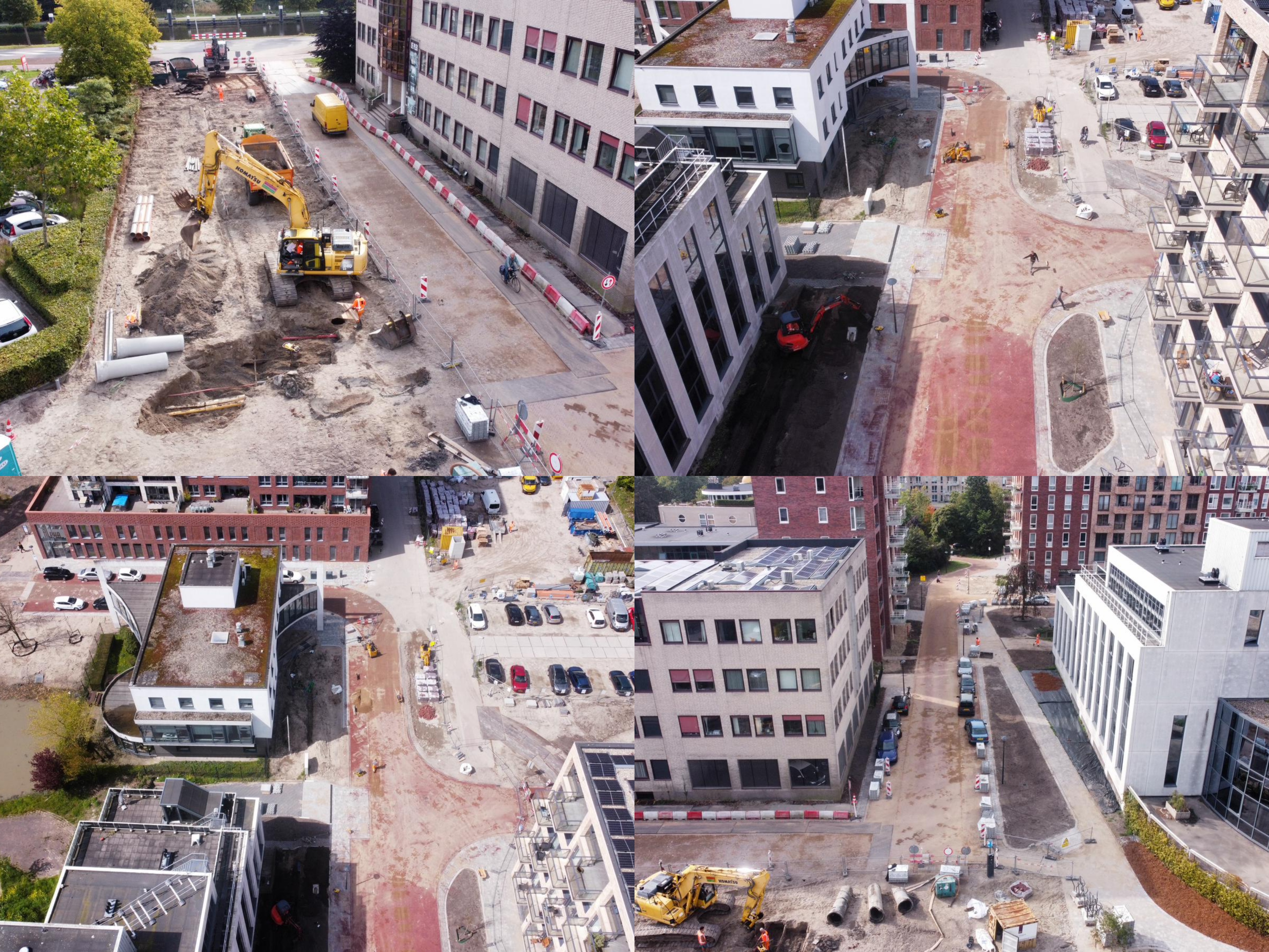Kanaalpark Leiden tijdens werkzaamheden luchtfoto